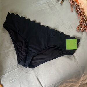 Kate Spade Black Scalloped Bikini Bottom XL